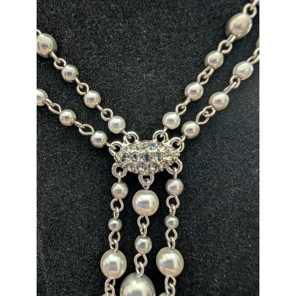 Gray‎ two-tone double strand carolee statement necklace